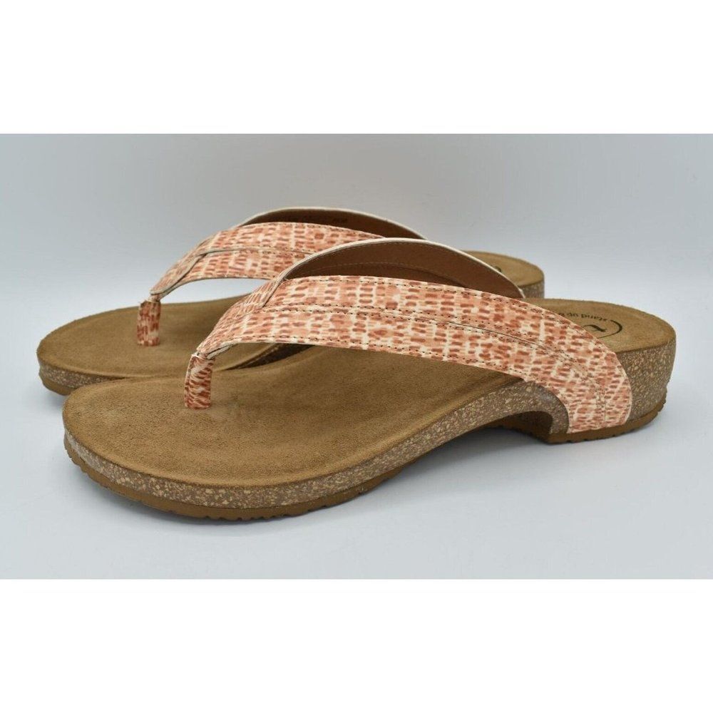 Taos Footwear Women EU 42 US 11-11.5 Terracotta Multi Link Slip On Thong Sandals
